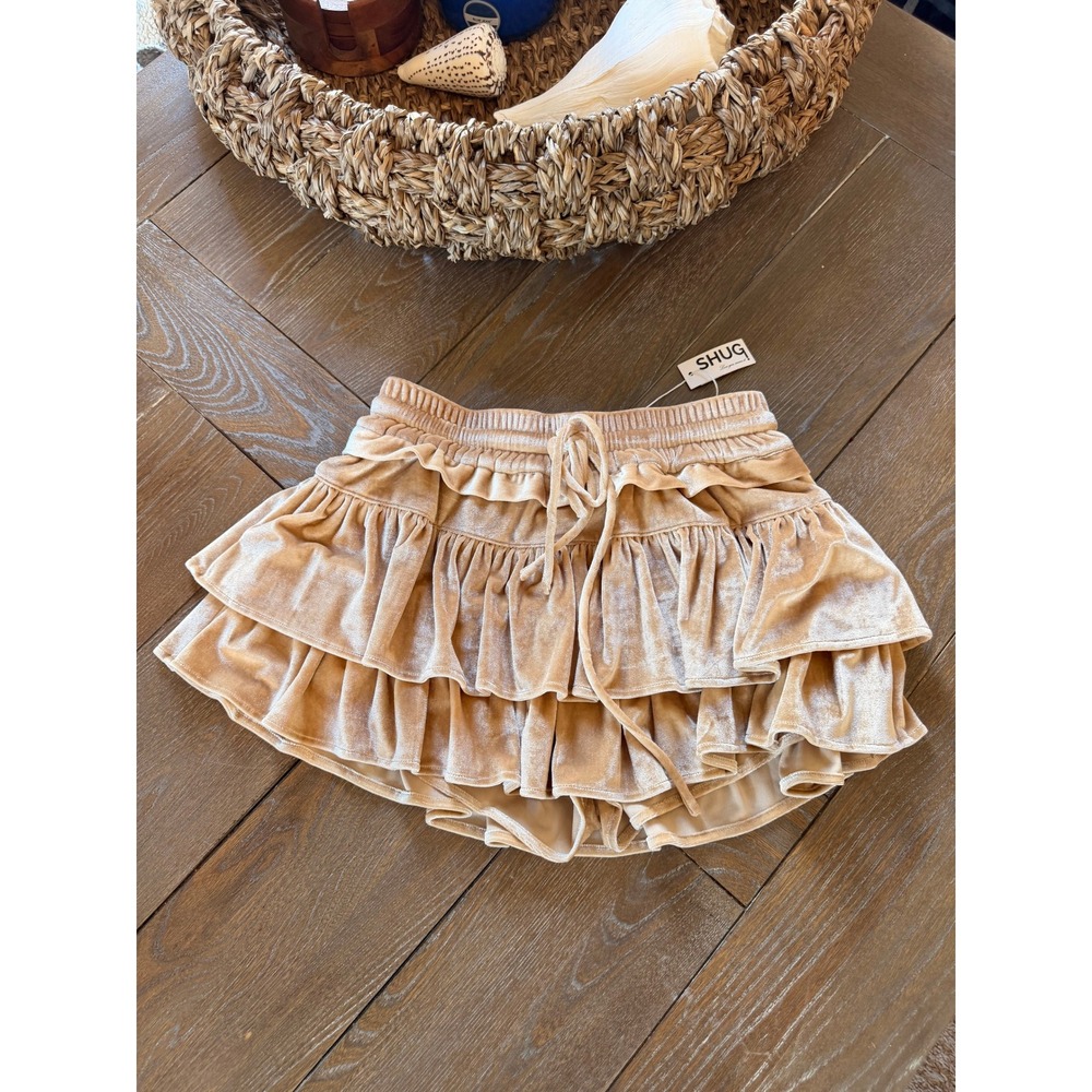 SHUG Lala Skirt Women Champagne Velvet XS NWT
